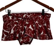 Robin Piccone Rockabilly Red Rose Skirt Bikini Bottom Size L NWT