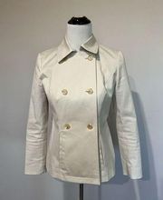 Brooks Brothers 346 Womens coat beige buttons cotton blend size petite 2P