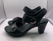 Patrizia by spring step Dade Black size 39 US heel sandals black leather straps