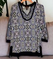 Dana Buchman Purple Black Paisley Tunic Top Size Small