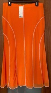 Urban Outfitters NWT Women Orange Mesh Long Summer/Spring Stretchy Skirt- M