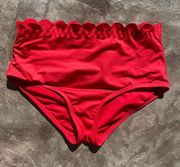 Dive Right In Red Scallop Bikini Bottom