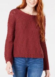 Burgundy Cotton Open Back Sweater