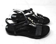 Vionic Shoes Womens 9 Mikah Sandals Pearl T Strap Black Leather Orthotic