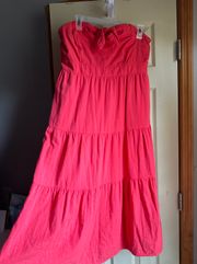 Hot Pink Strapless Midi Dress