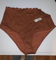 NWT  Scalloped Brown Bikini Bottoms