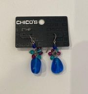 Chico’s Women’s Multicolored Glass Beaded Earrings NWT OS Blue Purple/Fuscia