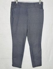 Adrienne Vittadini Blue Geometric Pattern Crop Ankle Career Pants Size 8 (32x26)