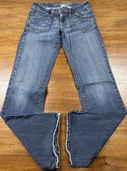 Y2K Vintage Jeans Womens Flared Button Pocket Blue Junior Size 3