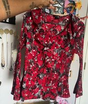 Women's Black and Red Blouse Y2K Vintage