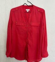 4/$25 charter club button down pink petite large