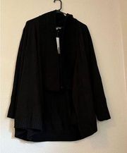 NWT Joan Vass Women's Black Long Sleeve Open Front Cardigan Sweater - Size 2x
