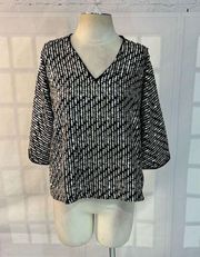 By together NWT black chiffon silver sequin loose fit blouse size small