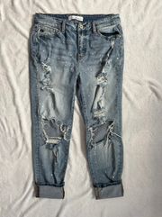 KanCan USA KanCan Paint Splatter Distressed Ripped Boyfriend Jeans in Light Wash - Size 27