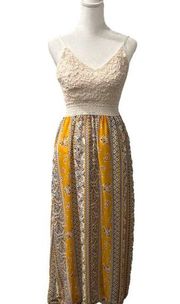 Wishful Park Yellow Lace Maxi Dress With Padding