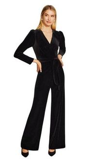 Antonio Melani Miranda Long Sleeve Velvet Jumpsuit in Black Size 0 New