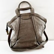 Max Mara Pebbled Soft Leather Tophandle Hobo Satchel Purse Gray