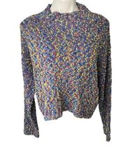 Romeo & Juliet Ciuture Purple Colorful Speckle Mock Neck Crop Teddy Boxy Sweater