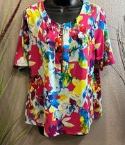 Investments, short sleeve, watercolor, printed top size medium