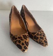 Women's J.Crew Leopard Print Heels Calf fur Size 6.5 GUC!