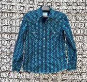 Panhandle Slim blue teal southwestern front pearl snap long sleeve western shirt