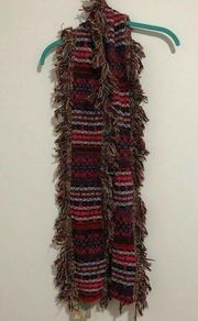 Steve Madden NWT Red Purple Multicolor Fringe Scarf