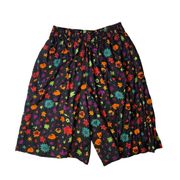 Victoria Sport 90s Black Bright Floral High Waist Shorts Pockets