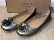 J. Crew Metallic Pom Pom Ballet Flat