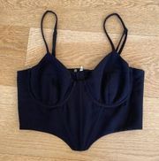 NBD Lacey Bustier Corset Crop Top in Black