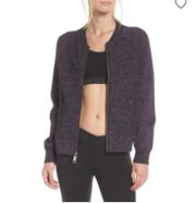Naomi Zip-Up Sweatshirt Bomber Jacket In Black Combo & Purple  Size Small