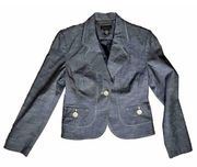 Rafaela Jean Denim Blazer Jacket Women's Size 6P with Shoulder Pads