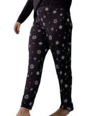 Lounge NWT ~ SOMA Black "Sparkle Snow" Pockets Soft  Pajama Pants ~ Women's LARGE