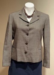 Isabel Ardee Brown & Cream Dimond Checker Jacket 4 Brown  100% Wool SZ 12