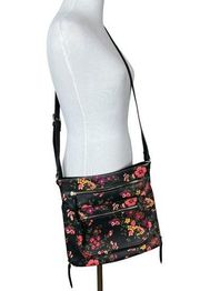 Apt 9 Crossbody Bag Dark Floral Faux Leather Adjustable‎ Zipper Closure Pockets