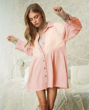 NEW Davi & Dani Blush Pink Button Down Oversized Top | Mini Dress Size 2XL