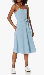 AG Giselle Chambray Denim Midi Dress in Blue Size Medium