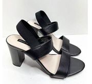 French Connection Sandals Womens Size 8.5 Black Slingback Strappy Block Heel
