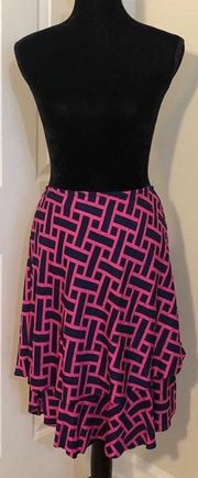 Navy/BubbleGum Nile Two Tiered Skirt.. Size Large