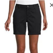 NWT  Black Womens 7" Mid Rise Chino Short Size 4