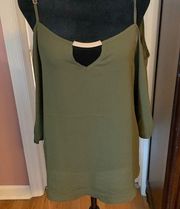 Lily White Army Green Cold Shoulder Blouse