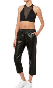 women’s faux leather cropped pants size M medium