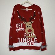 No Boundaries Get Your Jingle On Red Crewneck Sweater