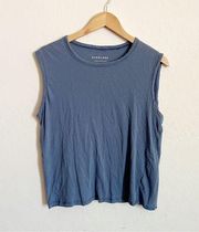 100% cotton blue sleeveless shirt