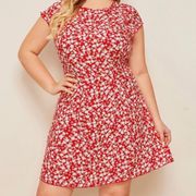 SheIn NEW Size 16-18 Red Flowered Dress