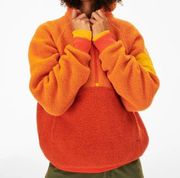 Outdoor Voices MegaFleece 1/2 Zip Hoodie in Orange Wool Blend Size L 299874