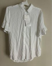 Beach Lunch Lounge Womens White Button Front Shirt Size M