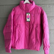 Levi's Women's Cinch Waist Hooded Puffer Jacket Pink Sz XL Brand New