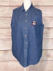 VintageHard Rock Cafe Myrtle Beach Sleeveless Denim Jean Shirt Size L