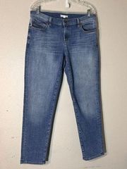 Eileen Fisher Jeans 10 Blue Medium Wash Organic Cotton Blend Straight Leg