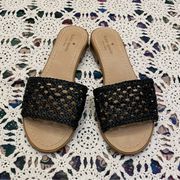 New York Berlin woven leather sandals black size 9